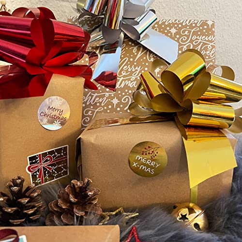 Oblique Unique® Geschenk Schleife mit Geschenkband Glänzend für Geschenke Tüten Zuckertüten für Weihnachten zum Basteln Dekorieren Verzieren UVM. (Gold)