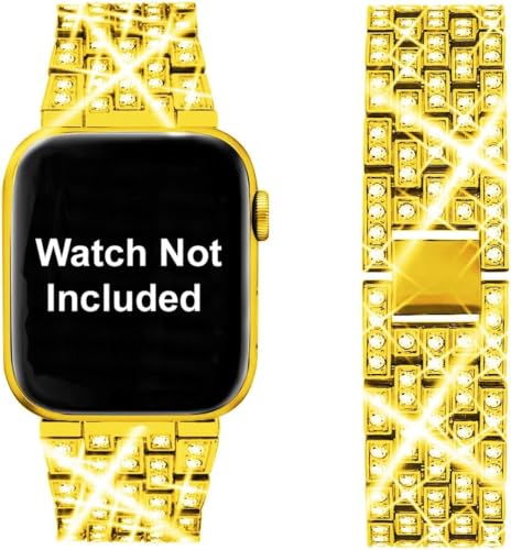 Image of Zitel Compatible with Apple Watch Band for Women Girls, Bling Rhinestone Metal Bands 40mm 41mm 42mm(Series 11 /10) 44mm 45mm 46mm Series 11 /10 /9 /8 /7 /6 /5 /4 /SE3 /SE2 /SE