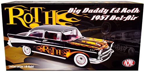 Modelo 1957 Chevy Bel Air en escala 1:18 color negro miniatura 6