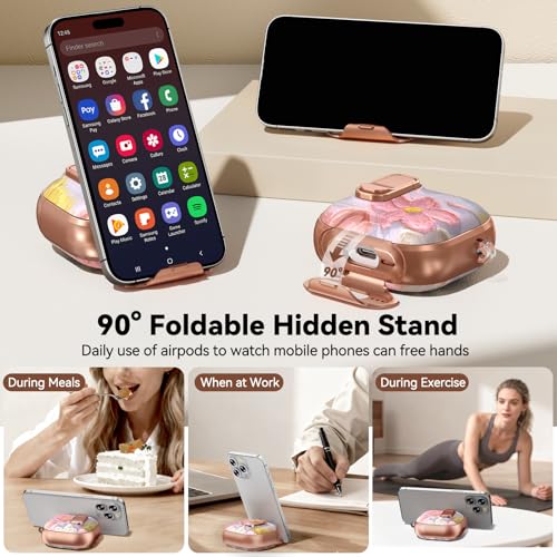 Image of for AirPods 4 Case 2024 with Safty Lock-Oil Painting | As Phone Stand, for Women Girly, with Keychain & Cleaner Kit,Two-Piece Design,Support Wireless Charging,Clear TPU+PC Material