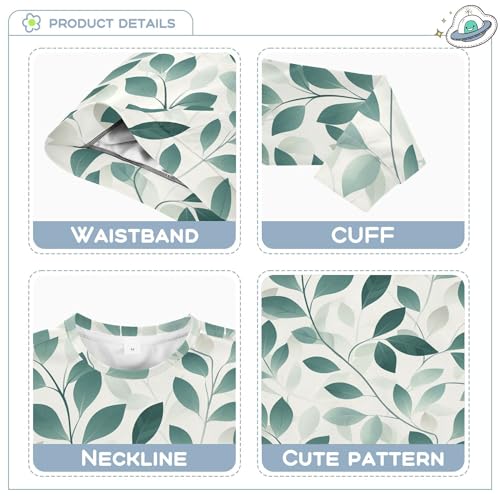 JUNZAN Green Leaves Beige Kids Girls Sweatshirts Hoodies Crewneck Sweatshirt With Hoodie Sports 4T3