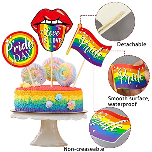 20Pcs Rainbow Cupcake Toppers Pride Month Cupcake Topper Toothpicks Lgbtq Gay Rainbow Cupcake Topper Picks Flag Heart Rainbow Cake Decorations Party Supplies #TOP3