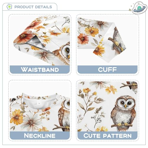 JUNZAN Cartoon Cute Owls White Little Boys Sweatshirts Hoodies Long Sleeve Kids Pullover Hoodie Athletic 4T3