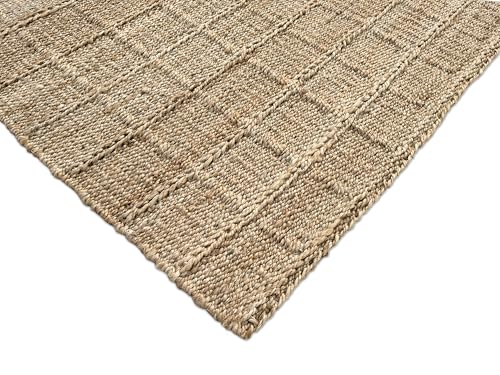 Tapete decorativo de yute tejido a mano 2'x3' natural miniatura 7
