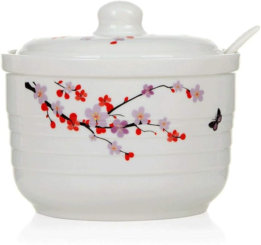 Sugar Bowl, Ceramic Sugar Bowl with Sugar Spoon Home - Modern Design,