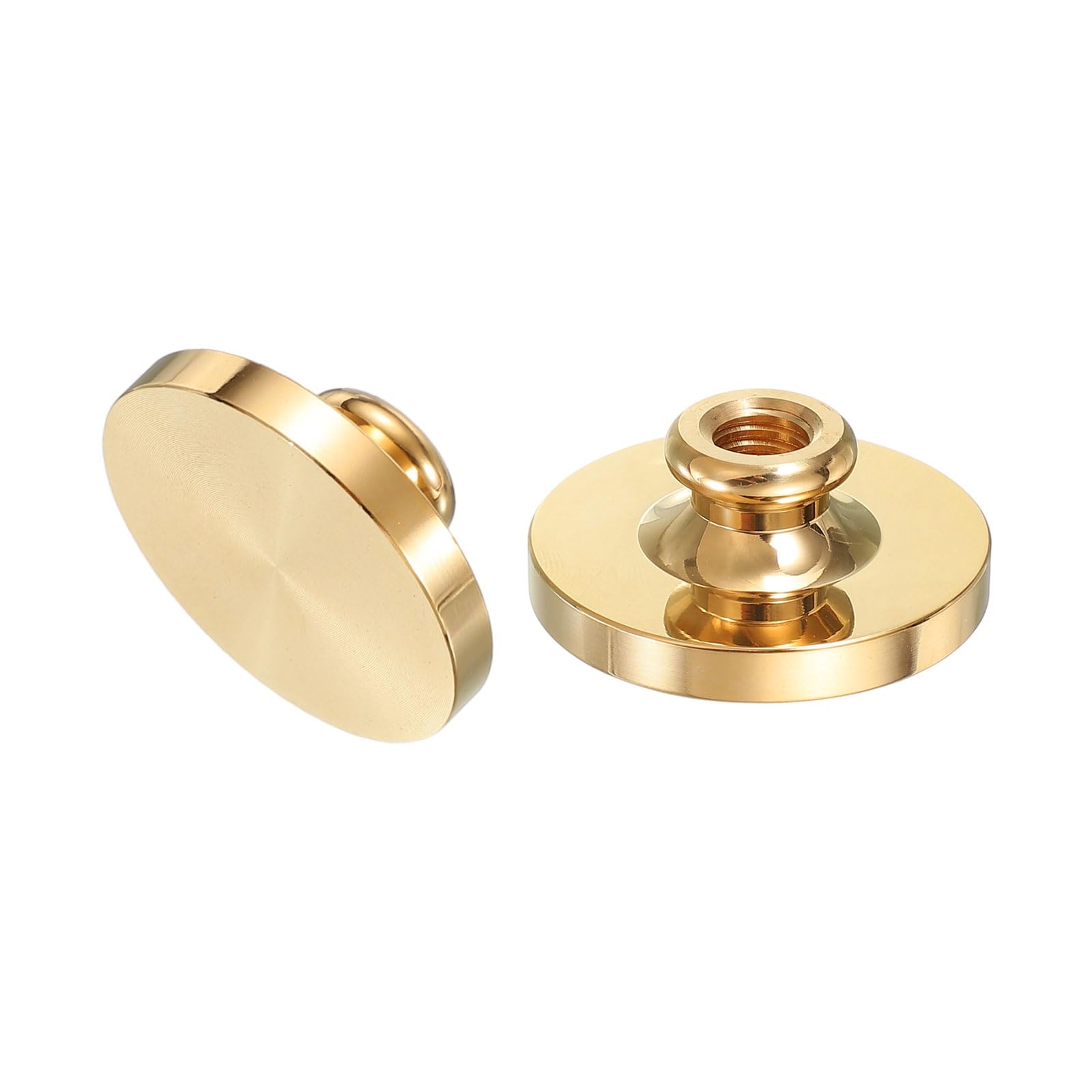 PATIKIL 1.4" Blank Wax Seal Stamp Head, 2Pcs Round Brass Sealing Wax Stamp Heads for DIY Card Making Envelope Sealing Wedding Invitation Crafting, Gold Tone