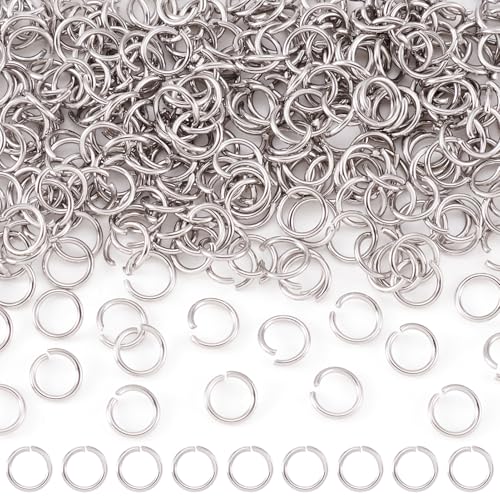 Craftdady 1000Pcs Stainless Steel Open Jump Rings 8mm Round 1mm Thick Connector Rings for Jewelry Making