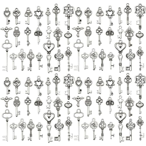 Youdiyla 110pcs Alloy antique silver small key set series Pendant
