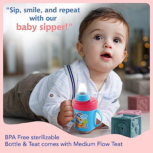 Image of Zerya Hippo Stainless Steel Baby Spout Sipper Cup for Kids /Toddler with Soft Silicone 250 ML (SkyBlue)