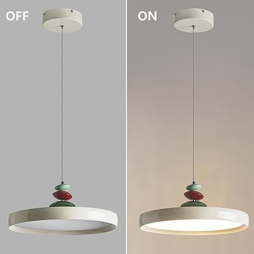 Miniatura 9 de Lámparas colgantes modernas, lámpara colgante LED blanca de 16 pulgadas con control remoto regulable 3 modos de color y brillo, lámpara colgante