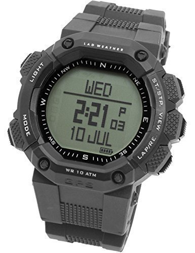 LAD WEATHER GPS-Navigation Altimeter-Digital-Compass Heart-Rate-Monitor Triathlon-Climbing-Jogging-Outdoor-Watch (Black+)