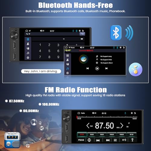 Radio para auto Single Din con pantalla táctil 6 pulgadas miniatura 5