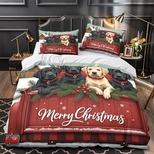 Parure de lit Noël 3D super douce fermeture éclair housse de couette scandinave microfibre 260x220
