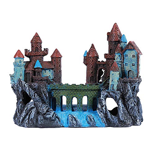 kathson Aquarium Ornament Castle Fish Hideout Resin House Decorations for Freshwater Fish Tank kathson Aquarium Ornament Castle Fish Hideout Resin House Decorations for Freshwater Fish Tank
