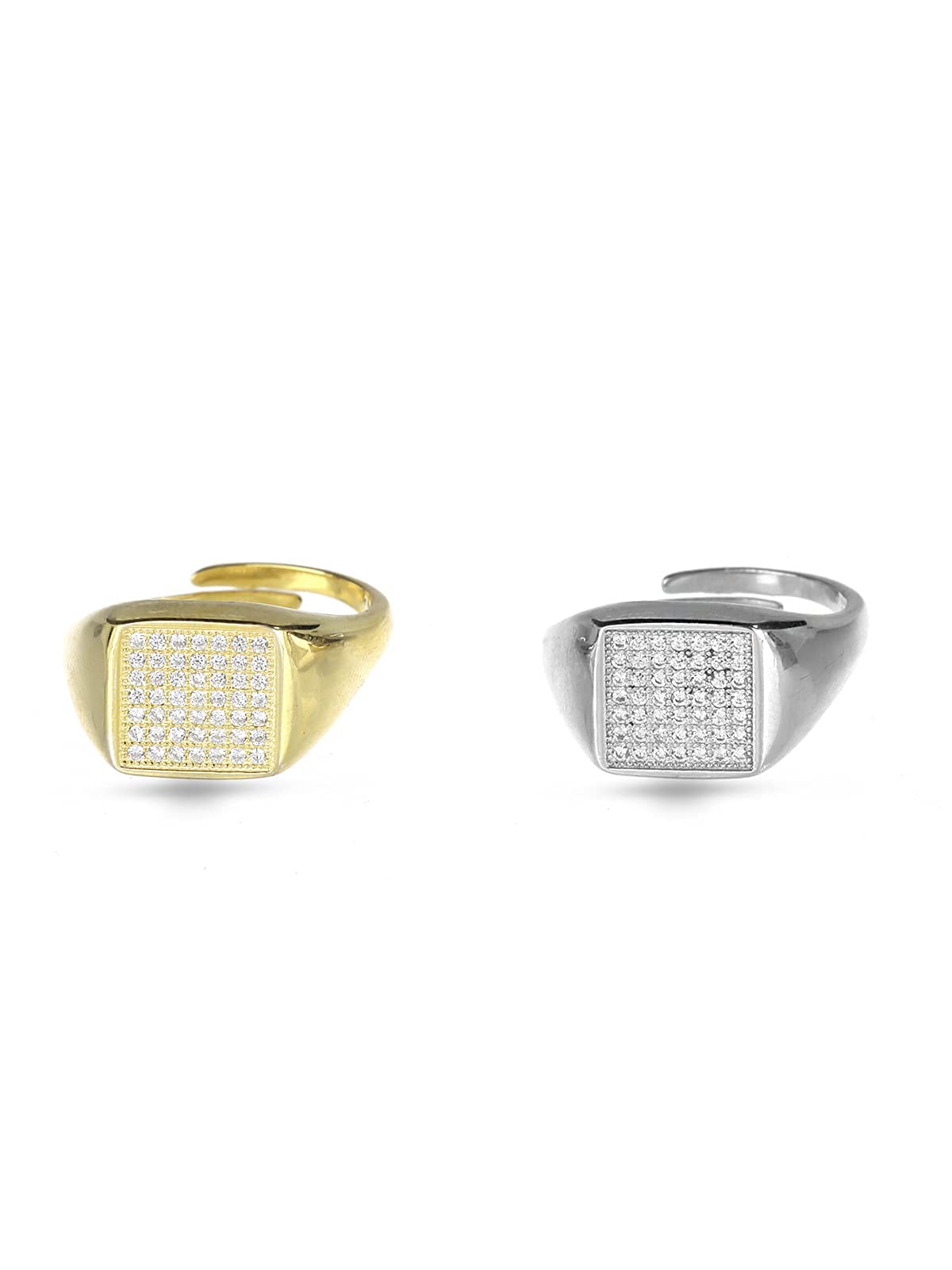 Anello Chevalier da Mignolo in Argento 925% Regolabile Quadrato Zirconato - Anello con Zirconi Donna e Ragazza