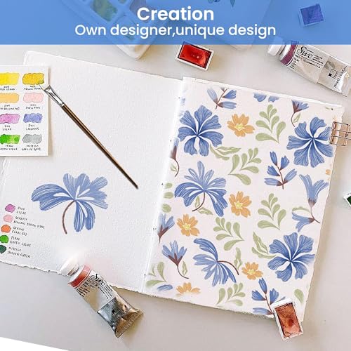 Image of Softan Vintage Blue Floral Twin Bed Sheets, Cozy Microfiber Flower Printed Sheets with 15 inch Deep Pocket Fitted Sheet & Non-Slip Straps, Patterned Floral in Blue & Amber Sheets & Pillowcase Set