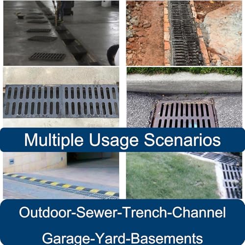 Image of Cast Iron Drain Grate, Driveway Channel Cover 17x8 in