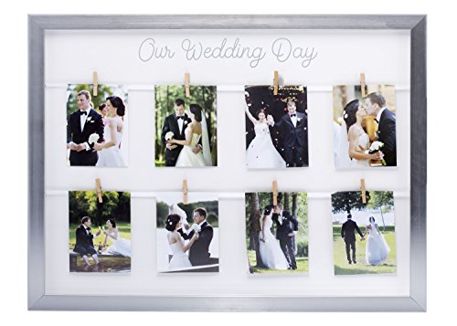 Kate & Milo Keepsake ‘Our Wedding Day’ Collage Picture Frame, Wedding Gift, Newlywed Gift, Classic Wedding Keepsake Photo Frame, Silver