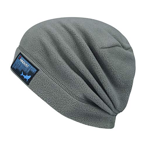 THINDUST Fleece Slouchy Beanie - Winter Beanie Hat for Men and Women - Soft Ski Skull Cap Gray
