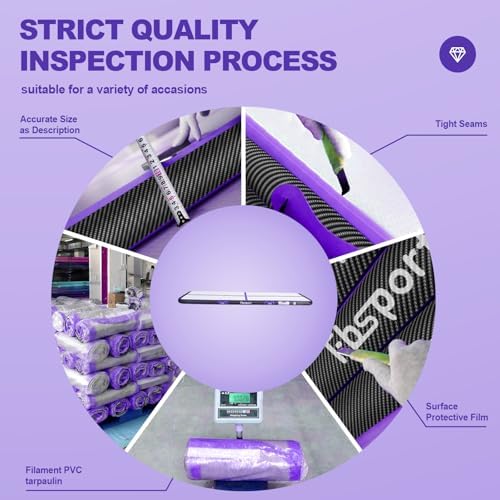 FBSPORT Inflatable Gymnastics Air Tumbling Track Mat Purple Black Length 13ft Thickness 4 inches, Air Tumble Track Mat with Electric Air Pump for Home Use Training Cheerleading Yoga Water Gym Park — view 6