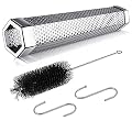 Prefdo Smoker Tube - 6” Stainless Steel Wood Pellet Tube Smokers for Cold or Hot Smoking, 5 Hours of Billowing Smoke, Work with Electric Gas Charcoal Grills or Smokers, H