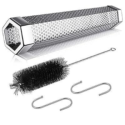 Prefdo Smoker Tube - 6” Stainless Steel Wood Pellet Tube Smokers for Cold or Hot Smoking, 5 Hours of Billowing Smoke, Work with Electric Gas Charcoal Grills or Smokers, H