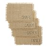Elrene Home Fashions Farmhouse Living Sentiments Placemats, Burlap Placemats, Tan, Set of 4