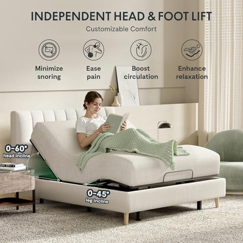 Image of FLEXISPOT Adjustable Bed Frame Base Split King, Head & Foot Incline, Zero Gravity, One-Touch Flat, 2 Memory Settings, Wireless Remote, Whisper Quiet Durable Motor, Mattress Holder, S2E-PRO
