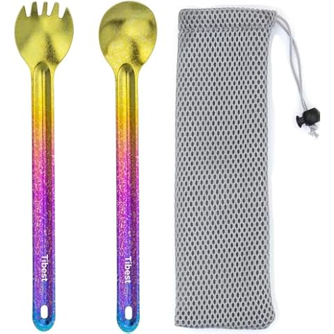 Tibest Titanium Spork Long Handle, Ultra Lightweight Camping Utensil for Backpacking Camping, Hiking, Outdoors Cover