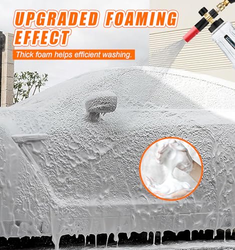 Verbesserte Schaumkanone Schneeschaumlanze, 1L Einstellbare Schaumlanze Schaumdüse mit 1/4 Schnellanschluss für Hochdruckreiniger Schaumpistole Autowäsche (Schwarz & Rot)