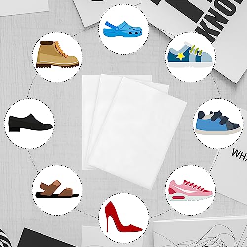 Sweetude 200 Pcs Dust Proof Shoe Bag Drawstring Storage Bag Non Woven Fabric Handbag Shoe Covers for Travel Breathable Pouch Portable Storage Organizer for Purse Boot, 11.81 x 15.75 Inch(White)4