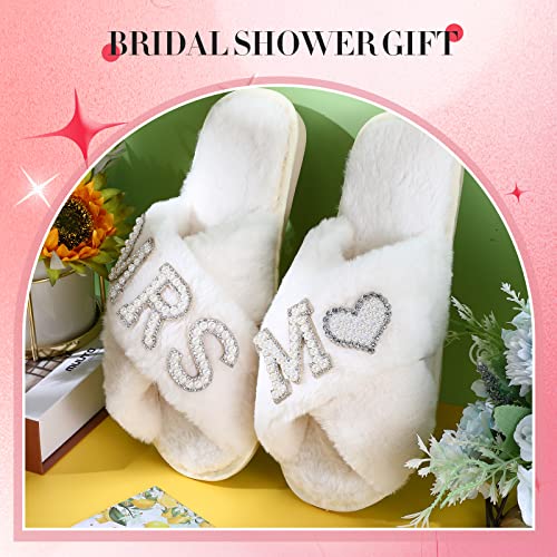 Tarpop Bride Slippers Mrs Slipper for Wedding with Personalized Initial Pearl Design Bridal Gifts2