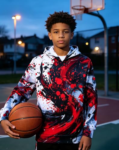 Image of Lovekider Boys Hoodies Sweatshirt Cool 3D Print Pullover with Big Pocket for Kids Fashion Warm Winter 6-16 Years
