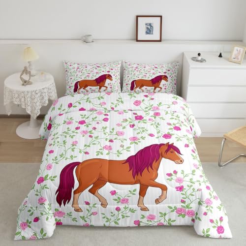 Image of Feelyou Girls Horse Comforter Comforter Set King Size for King Baby