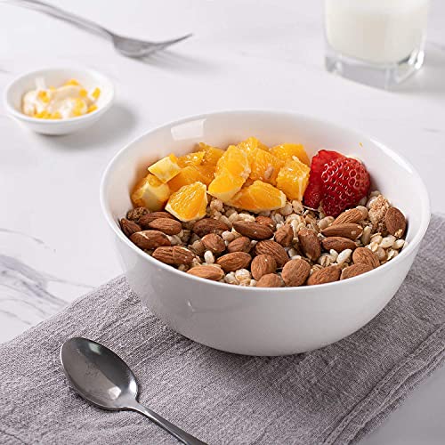 Delling 30 Oz Ceramic Soup Bowls Set Of 6 - Cereal Bowls For Kitchen, Pasta, Salad, Large White Serving Bowls, Lightweight, Rice Bowls,Nut Bowls, Large White Bowls For Rice Oatmeal, Microwave Safe #TOP4
