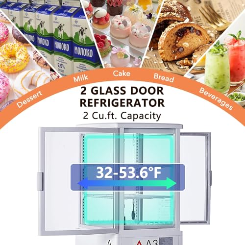 Image of GarveeHome Commercial Refrigerators, 2.0 Cu.Ft Glass Door Display Refrigerator with LED Light, 2 Adjustable Shelves Beverage, Commercial Merchandiser Refrigerator for Cafe Restaurant Store Bar, Black