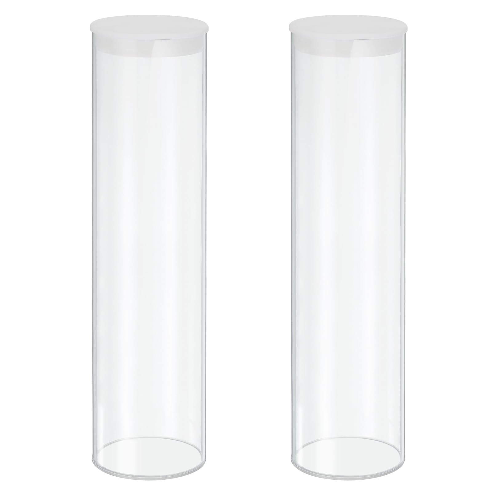 MECCANIXITY Transparent Plastic Storage Tubes, 2 15/16" x 12"(75x300mm) Polycarbonate Clear Rigid Round Storage Tubing with Black Lid, 2 Set