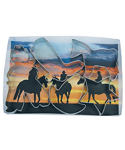R&M International Cortadores de biscoito de caubói, estrelas, cavalo, caubói, bota, chapéu, conjunto