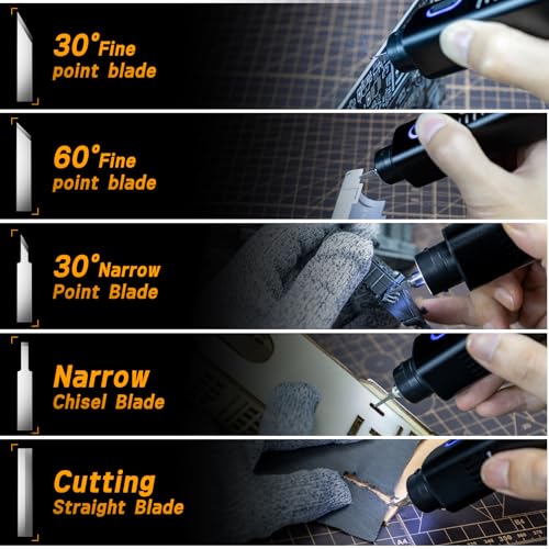 JAKEMY Corded Ultrasonic Cutter, True 35W & 40kHz Vibration, 4 Cutting Modes/5 Types Blade, 2 In 1 Handheld Cutting Knife Tool For Plastic Cutting/Precision Grinding/Modelmaking/Woodcarving/Craft DIY — view 6