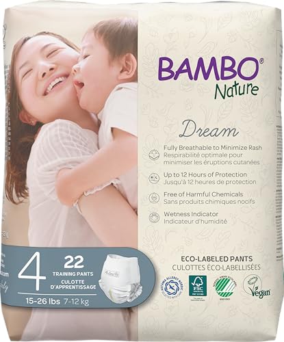 Bambo Nature Premium Eco-Friendly Training Pants, Size 4 (15-31 Lbs), 22 Count