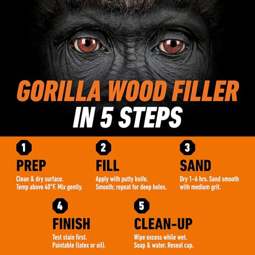 Image of Gorilla All Purpose Wood Filler, Natural Finish, 16 Ounce Tub (Pack of 2) - Water Resistant for Indoor or Outdoor Projects and Repairs
