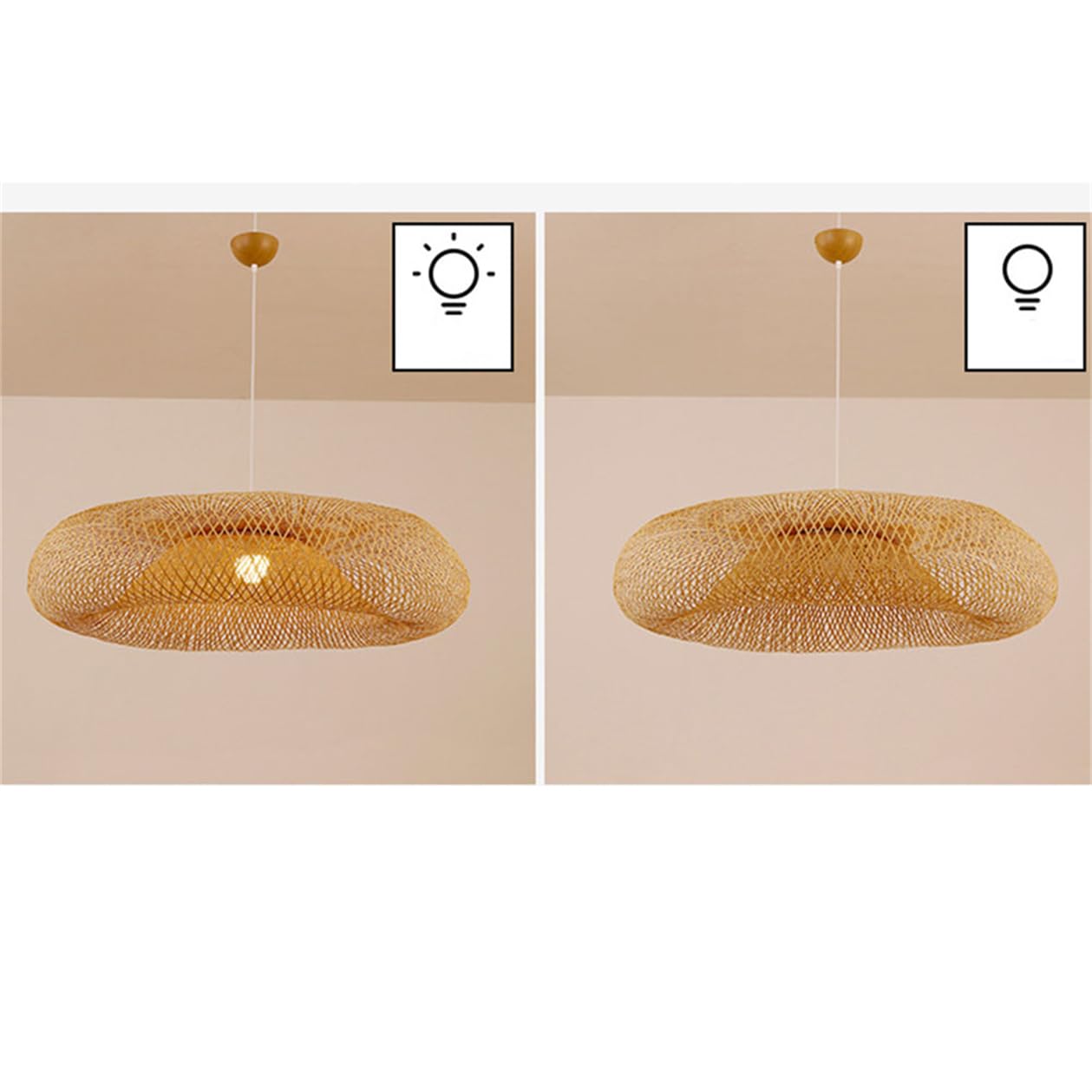 Paralume In Vimini A Forma Di Nido D'uccello, Lampada A Cestino In Bambù, Lampade Rustiche A Doppio Strato In Vimini, Lanterna A Cupola In Rattan, Lampadario A Sospensione Per Soggiorno