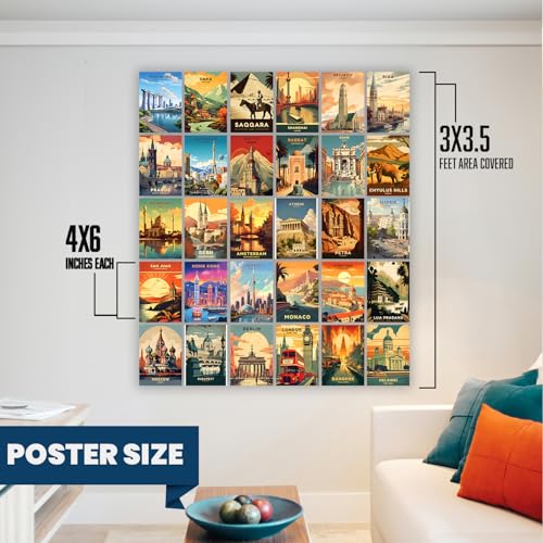 Image of Wallgasm Travel Wall Collage Kit - Pack of 30, 10x15cm Posters - Aesthetic Room Decor Item | Posters for Bedroom, Livingroom Decor | Office Decor Item Mini Poster Set