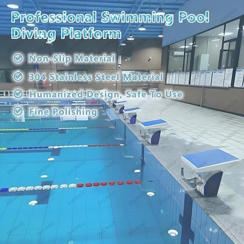 Heavy Duty Non-Slip Pool Diving Board - 15° Inclined Diving Platform with Stainless Steel Base for Indoor/Outdoor Use, Perfect for Competition, Training, and Stadium Pools