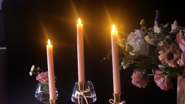 Image of KSWING Upgraded Real Wax LED Flameless Pink Taper Candles with Remote, 6 PCS Candlesticks Battery Operated 3D Flickering - 9.6 inch Long Realistic Fake Candle Sticks for Home /Wedding /Fireplace Xmas Decor
