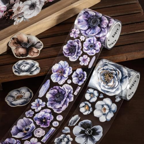 Image of 6 Rolls Floral Washi Tape Set,Pre-Cut Scrapbook Flower Tape Stickers for Journaling Supplies,Junk Journal,Scrapbooking,Notebook,Phone Case,Cups,Planner(Flower Dwelling Leisurely)