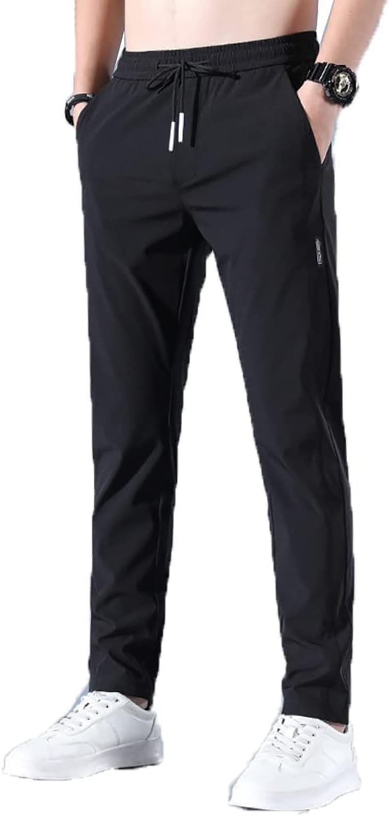 Men's Fast Dry Stretch Pants, Stretch Pants Men, Pockets Ice Silk Suit Exercise Quick Dry Fishing Work Pants