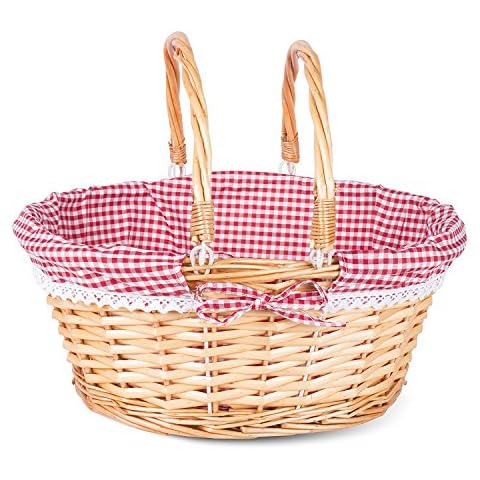 Honey Foldable Handles Wicker Shopping Baskets Gift Hamper with Fabric Lining (Basket Only) Cover