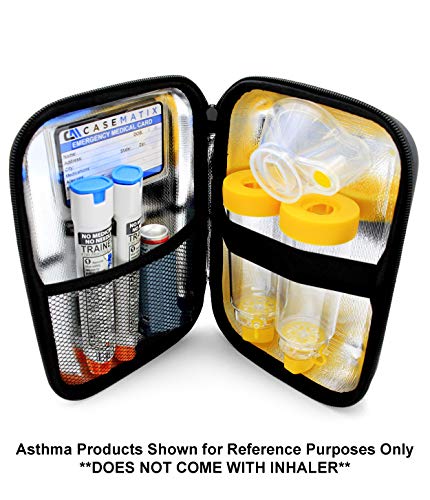 Casematix 8 Inch Insulated Asthma Inhaler Medicine Travel Bag Case Compatible With Inhaler Spacer , Masks And More , Includes Case Only #TOP1