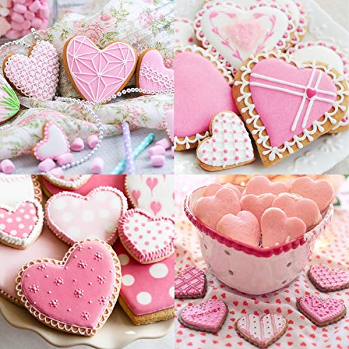 KAISHANE Valentine\'s Day Cookie Cutters Set 5 Pieces Heart Cookie Cutters Bisucit Cutter - Heart, Double Heart, Center of Circle & Wavy Heart Stainless Steel - Thumbnail 6